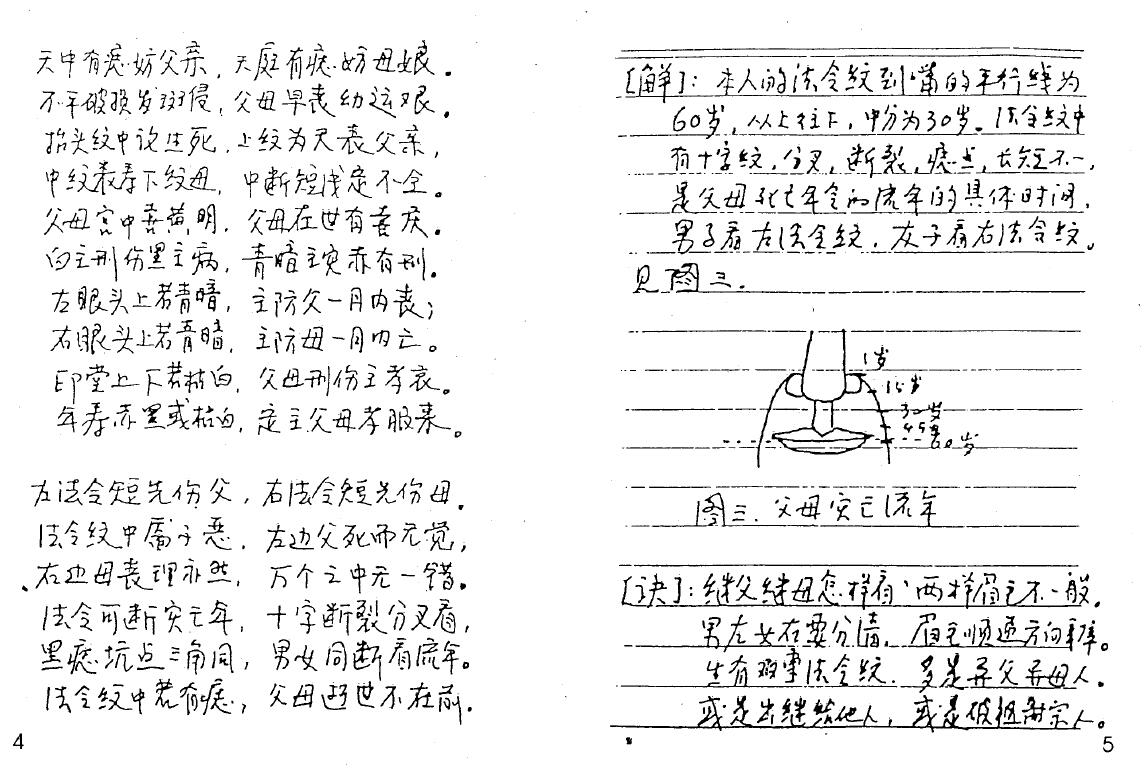 盛书笙整理《民间相法真诀》手抄本133页 手相面相 第4张