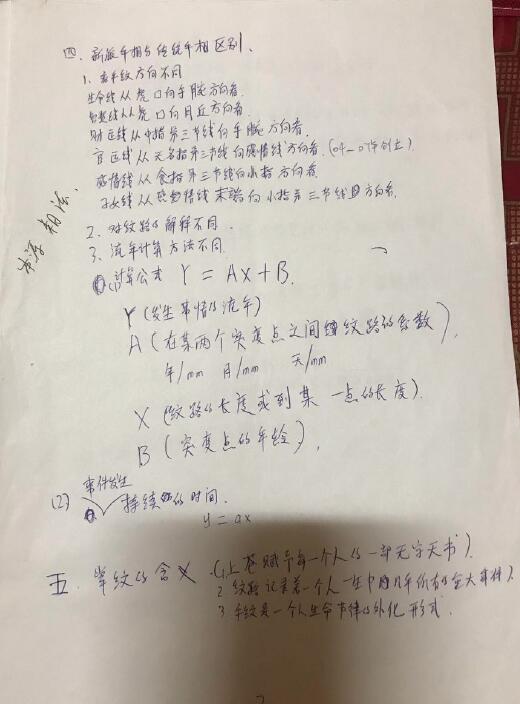 《新派手相面授课堂笔记》50页 (倒向流年) 手相面相 第3张